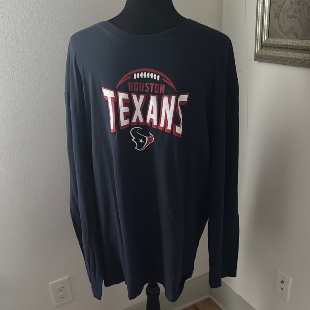 Houston Texans blue long sleeves crew neck T- shirt Sz 2XL‎
